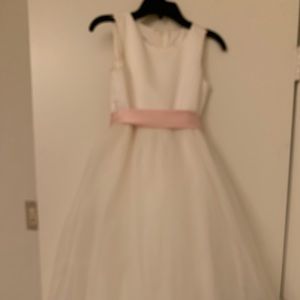 Satin Flower Girl Dress with Tulle Skirt